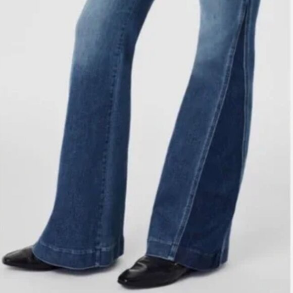 Spanx size M Two Toned Flare Jeans Mixed Indigo Wash Regular Length EUC worn 1X - Picture 6 of 12